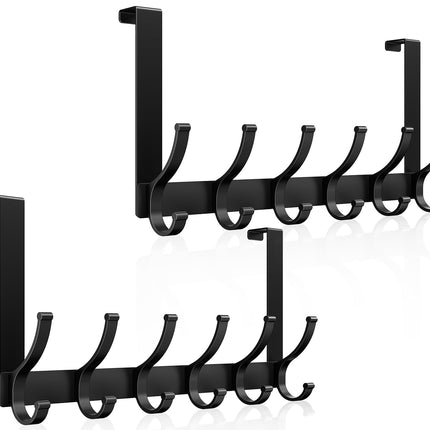 Optish Over The Door Hooks, Door Hanger Hooks for Hanging, Over The Door Towel Racks for Bathroom, Coat Rack Door Towel Hanger Towel Hooks (2Pack, Black)