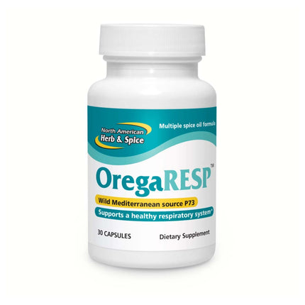 NORTH AMERICAN HERB & SPICE OregaRESP - 30 Capsules - Multiple Spice Oil Formula with Wild Mediterranean Source P73 Oregano - Healthy Respiratory System Support - Non-GMO - 30 Servings