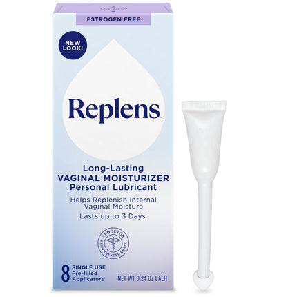 Replens Long-Lasting Vaginal Moisturizer, Relieves Vaginal Dryness for Up to 3 Days, Fragrance Free, 8 Pre-Filled Applicators
