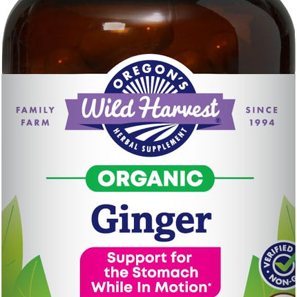 Oregon's Wild Harvest, Certified Organic Ginger Capsules for Stomach Support, Non-GMO, 1000 MGS, 90 Count