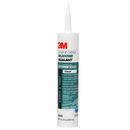 3M Marine Grade Silicone Sealant, Clear, 304 mL Cartridge
