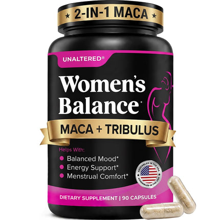 UNALTERED Hormone Balance & Mood Support for Women - Naturally Supports Hormonal Balance & Energy with Tribulus Terrestris & Red Maca Root Extract - Dietary Supplement - 90 Vegan Capsules