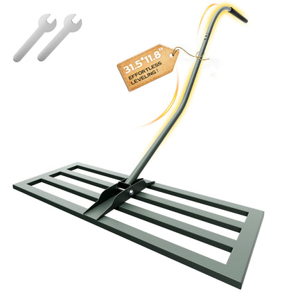 HamRoRung Lawn Leveling Rake -31.5''x11.8'' Heavy Duty Leveling Rake, Ergonomic Handle, Professional Ground Leveler for Yard, Soil, Grading, Gravel, Seeding, Do Not Hurt Turf, Save Effort