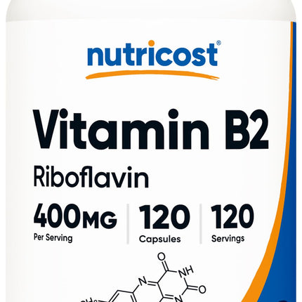 Nutricost Vitamin B2 (Riboflavin) 400mg, 120 Capsules - Gluten Free, Non-GMO