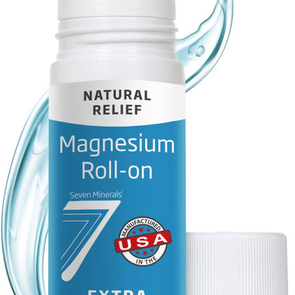 Seven Minerals Extra Strength Magnesium Roll On Stick - Pure USP Grade Magnesium for Feet, Sleep, Muscle Pain & Cramps - Fast Absorbing & Mess-Free, USA Made, 3 Fl Oz