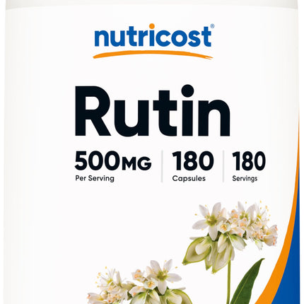 Nutricost Rutin 500mg, 180 Capsules - Gluten Free, Non-GMO, and Vegetarian Friendly