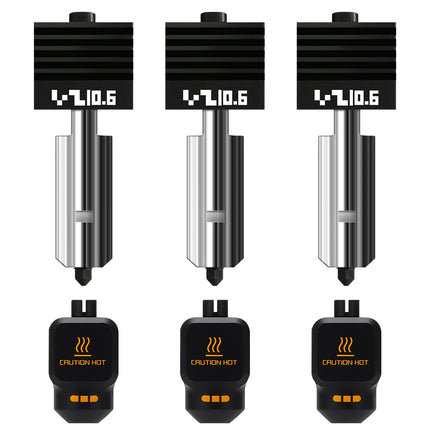 3-Pack 0.6mm Bamboo H2D/H2S/H2C/P2S/X2D Hotend Kit with Silicone Sock, Hardened Steel Nozzle Replacement Parts for Bambu Lab H2 Series/P2S/X2D 3D Printer, Fast Printing Nozzles for Large Model