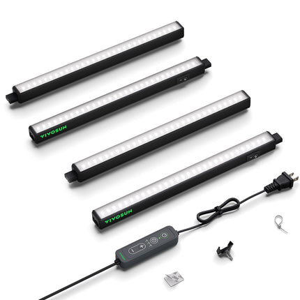 VIVOSUN T5 Grow Lights for Indoor Plants, 5000K Full Spectrum 28W (4 x 7W), 1FT LED Plant Light Strip with Timer & Dimming Controller for Seed Starting, Greenhouse, SGS Compatible, Linkable, 4-Pack