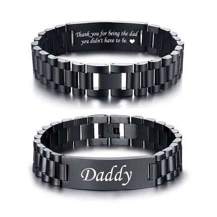 VNOX Personalized Engraved Dad Jewelry Gifts for Dad Daddy Father form Daughter Son for Father Day Birthday Day Masculine Stainless Steel Link Bracelet