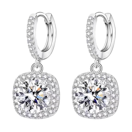 GIRIOIZ High-Carbon Diamond Hoop Earrings for Women Sterling Silver Cuff Earrings Drop Huggie Stud Halo Earrings with 18K (White2)