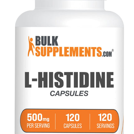 BulkSupplements.com L-Histidine Capsules - as L-Histidine Base, Histidine Supplement - Essential Amino Acid & Gluten Free, 1 Capsule per Serving, 120 Capsules (Pack of 1)