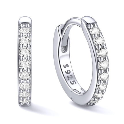 ChicSilver Silver Mini Huggie Hoop Earrings 925 Sterling Silver Earrings Cubic Zirconia Hoop Earrings for Women Cartilage Earrings Hypoallergenic 8MM