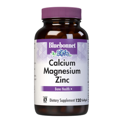 Bluebonnet Nutrition Calcium Magnesium Zinc Plus Vitamin D3, 1000 mg of Calcium, 500 mg of Magnesium and 15 mg of Zinc, 400IU Vitamin D3, For Strong Healthy Bones*, Gluten-Free, Dairy-Fee, 120 softgel