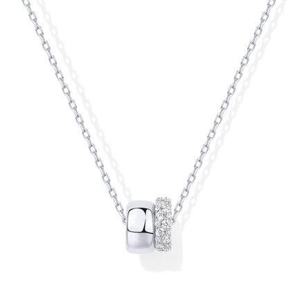 PAVOI Rondelle CZ Dainty Pendant Necklace for Women, White Gold, W