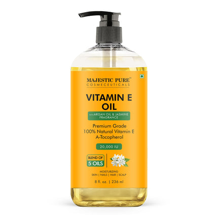 Majestic Pure Oil - 100% Pure and Natural- Cold Pressed & Hexane Free Natural Hair Growth Oil for Eyelashes, Eyebrows, Skin, Body, Face, Nails & Scalp - Vitamin E Oil with Argan Oil 8 Fl Oz