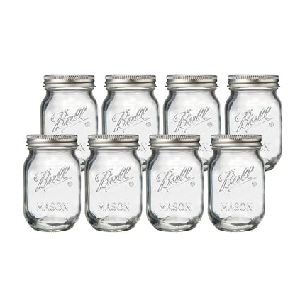 Ball Regular Mouth Pint Glass Mason Jars, 16oz, 8-Count