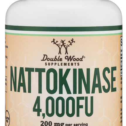 Nattokinase Supplement 4,000 FU Servings, 240 Capsules (Derived from Japanese Natto) Systemic Enzymes for Cardiovascular and Circulatory Support by Double Wood