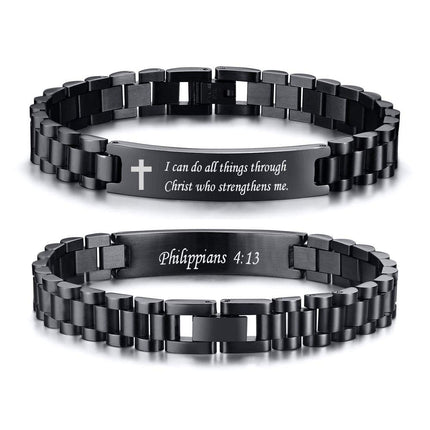 VNOX Easter Basket Stuffers Christian Cross Bracelet For Men | Personalized Bible Verse Scripture Bracelets Mens Inspirational Bracelets Cross Chain Bracelet, Religious Christian Gifts For Men,Joshua 1:9