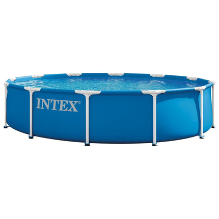 INTEX 28210EP Metal Frame 12 ft x 30 in Above Ground Pool, Round Swimming Pool with Steel Frame, Pump Not Included