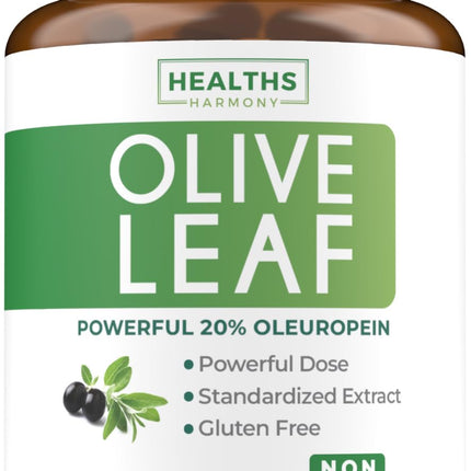 Super Strength Olive Leaf Extract Capsules - Vegan Non-GMO 750mg Olive Extract with 20% Oleuropein Antioxidant Supplement for Immunity Skin and Heart Health Support - Made in The USA (2 Month Supply)