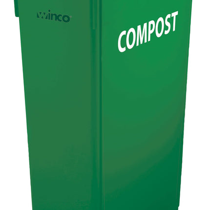 Winco 23 Gallon Green Slim Plastic Trash Can, (Compost)