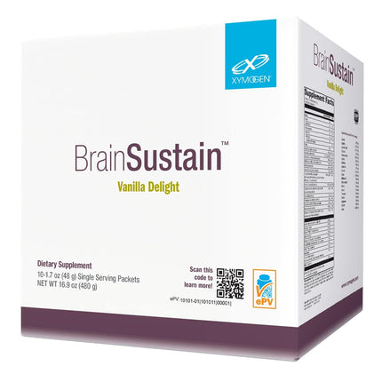 XYMOGEN BrainSustain - 19 g Pea & Rice Protein - Support Brain Health & Function - Gluten-Free, Dairy-Free & Non-GMO - Vanilla Delight Flavor - 10 Servings