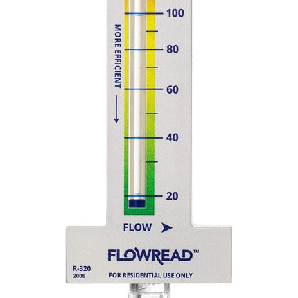 Blue-White FLOWREAD® R-320, 20-120 GPM, Acrylic Flow Meter for 2" ID Pipe, accurate flow rate measurement for residential swimming pools