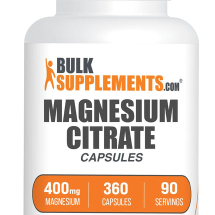 BulkSupplements.com Magnesium Citrate Capsules - Magnesium Supplement, Magnesium Citrate 400mg - Gluten Free, 4 Capsules per Serving, 360 Count (Pack of 1)
