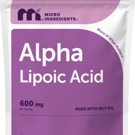 Micro Ingredients Alpha Lipoic Acid 600mg Per Serving, 300 Softgels | ALA Supplement | Made with MCT Oil| Non-GMO, Gluten-Free, Soy-Free