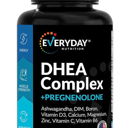 DHEA Micronized 200mg Complex with Pregnenolone 100mg Supplement for Men & Women with Ashwagandha, DIM, Magnesium, Boron, Calcium , Zinc, Vitamin D3, C and B6 Hormone Support - Made in USA 90 Capsules