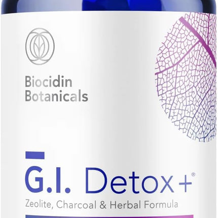Biocidin GI Detox+ - Binder Supplement - Gut Detox & Full Body Toxins Cleanse Support - Zeolite Heavy Metal Cleanse - Activated Charcoal, Silica & Humic Powder - May Reduce Bloating (60 Capsules)