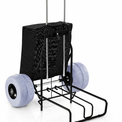 PYY Beach Cart for Sand - Foldable Wagon Dolly Buggy with Big Large Balloon Wheels, 200 LBS Capacity, 9" Rolling Tires, Collapsible Storage Bag for Outdoor Camping Shopping Fishing Gray
