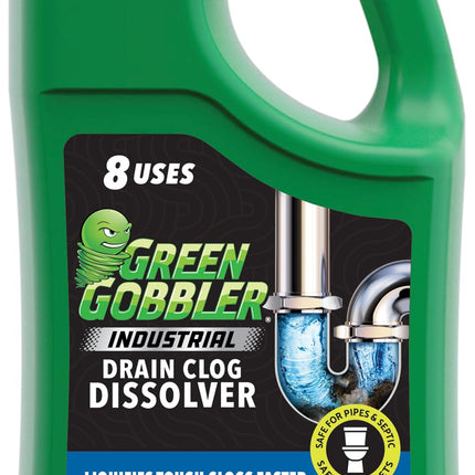 Green Gobbler Industrial Strength Grease and Hair Drain Clog Remover | Drain Cleaner Gel | Safe for Pipes, Toilets, Sinks, Tubs, Drains & Septic Systems | 1 Gallon