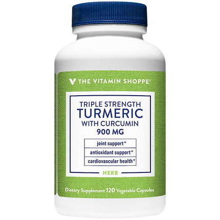 The Vitamin Shoppe Triple Strength Turmeric with Curcumin 900mg, Supports Joint Mobility, Provides Antioxidant Benefits & Includes 5mg Bioperine for Nutrient Absorption (120 Vegetarian Capsules)