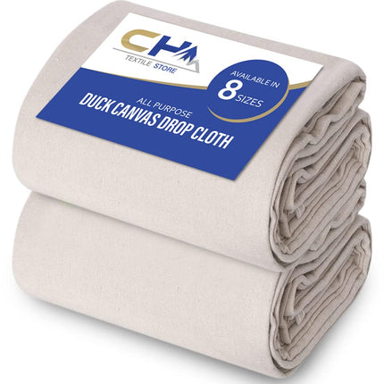 Canvas Painters Drop Cloth (Size 9 x 12 Feet - Pack of 2) - Pure Cotton Paint Drop Cloth for Painting, Curtains, Furniture & Floor Protection - All Purpose Thick Canvas tarp with Double Stitched Edges