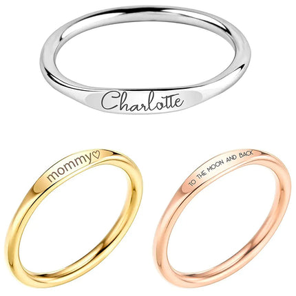 Engraved Rings for Women, Custom Name Ring and Personalized Rings for Women