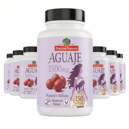 Peruvian Naturals Aguaje Capsules for Women 150 Pills - Natural Curves for Female Health Supplement, Powerful Hormone Balance, Buriti Fruit, Non-GMO, Vegan 12-Pack