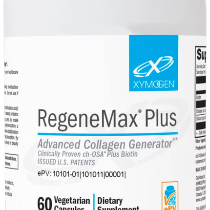 XYMOGEN RegeneMax Plus - 500 mcg Biotin for Skin, Nail & Hair Support - Supports Bone & Joint Health - Choline-Stabilized Orthosilicic Acid - Vegetarian Capsules - 60 Count (Pack of 1)