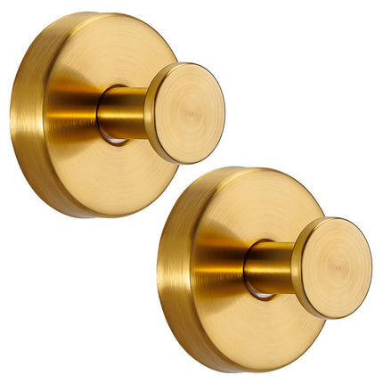 Fenas Suction Cup Hooks for Shower No-Drill Bathroom Hooks for Towels, Robes, Loofah Mountable on Bathroom Walls, Kitchen, Glass, Mirrors, Tile and Smooth,Non-Porous Surfaces (2 Pack, Brushed Gold)