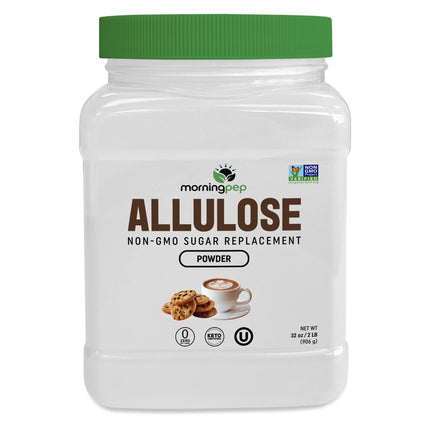 Morning Pep Allulose Sweetener 2 lb – Zero Calorie Sugar Alternative, 100% Pure, No Erythritol, Non-GMO Project Verified, Keto Certified, OU Kosher, No Fillers, Ideal for Baking and Beverages