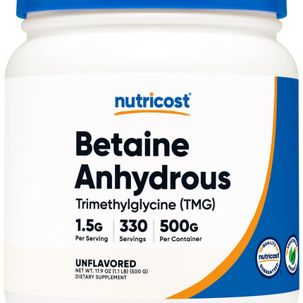 Nutricost Betaine Anhydrous Trimethylglycine (TMG) Powder 500 Grams