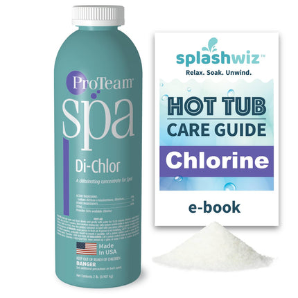 ProTeam Spa Di-Chlor - Hot Tub Chlorine for Hot Tubs and Spa Sanitizer for Hot Tub with SplashWiz Hot Tub Chemicals Care Guide - Made in USA (2 lb)