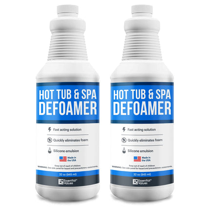 Essential Values Hot Tub Foam Eliminator - 2 Pack Pool & Spa Defoamer (32oz/ Bottles) - Eliminate Foam Without Harsh Hot Tub Chemicals - Safe Silicone AntiFoam