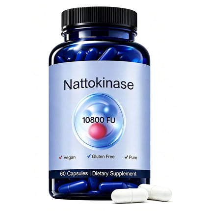 Xhnbbghao Ultimate Nattokinase Capsules, Nattokinase Supplement 10800 FU Per Serving, Serving for Body Health, and Daily Wellness Support, Vegan, Gluten Free, 60 Capsules