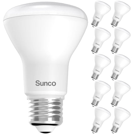 Sunco 10 Pack BR20 LED Bulb Dimmable, Small Recessed Lighting Bulbs, R20 Mini Flood Light Indoor, 550 LM, 7W (50W Equivalent), 3000K Warm White, E26 Base, Can Light for Home, Kitchen, Bedroom UL.