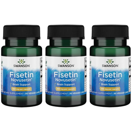 Swanson Fisetin Molecularly Similar to Apigenin, Luteolin, and Quercetin 100 Milligrams 30 Veg Capsules (3 Pack)