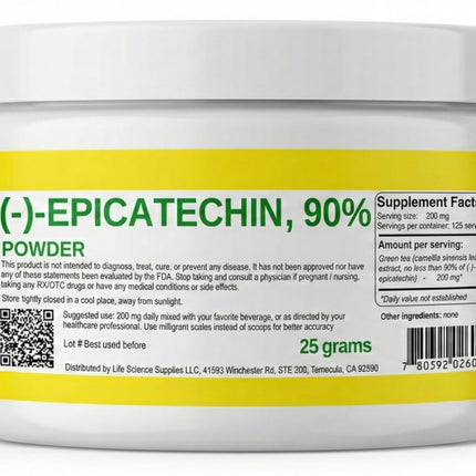 Epicatechin 90% Powder | 25 Grams | (-)-epicatechin