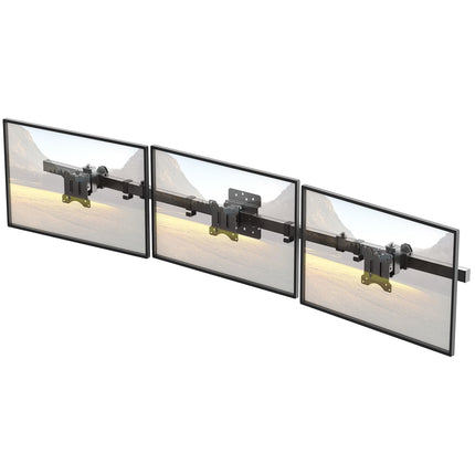 Triple Monitor Wall-Mount for 17"-32" Screens - Adjustable Heavy Duty Three Wall Monitor Mount with Cable Management, Space-saving,Tilt, Swivel, Rotation, VESA 75/100 mm, Max 15.4lbs per Screen, Black