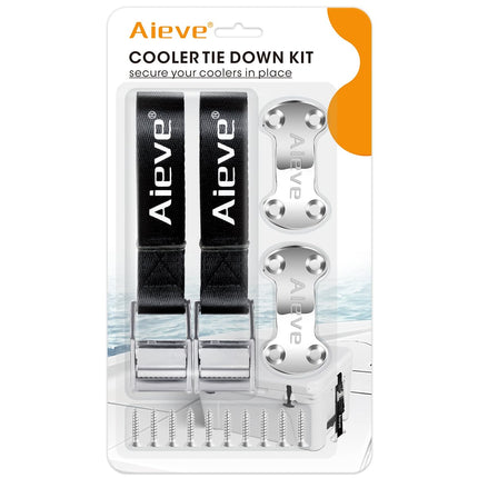 Aieve Cooler Tie Down Straps Kit - Ice Chest Lock Bracket - Cooler Accessories Secure for YETI Cooler RTIC Coolers