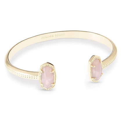 Kendra Scott Elton Cuff Bracelet for Women, Fashion Jewelry, 14k Gold-Plated, Rose Quartz